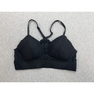 Victorias Secret Pink Bra Womens M Lightly Lined Black Lace Underwire Racerback